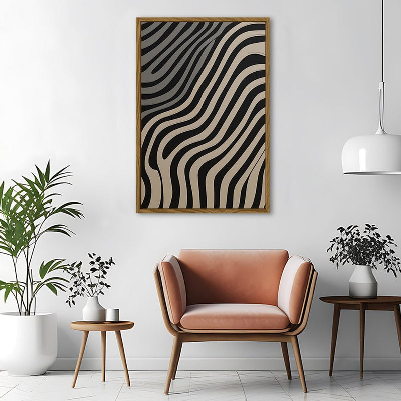 Canvas Wall Art Stretched Over Wooden Frame with Floating Frame and Black Lines Painting CV4121 - Al Rugaib Furniture
