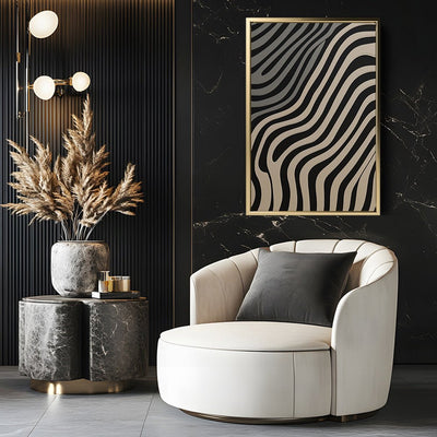 Canvas Wall Art Stretched Over Wooden Frame with Floating Frame and Black Lines Painting CV4121 - Al Rugaib Furniture