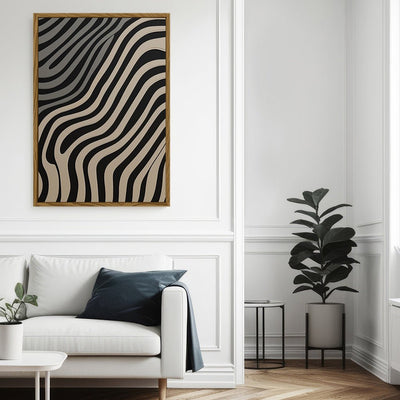 Canvas Wall Art Stretched Over Wooden Frame with Floating Frame and Black Lines Painting CV4121 - Al Rugaib Furniture