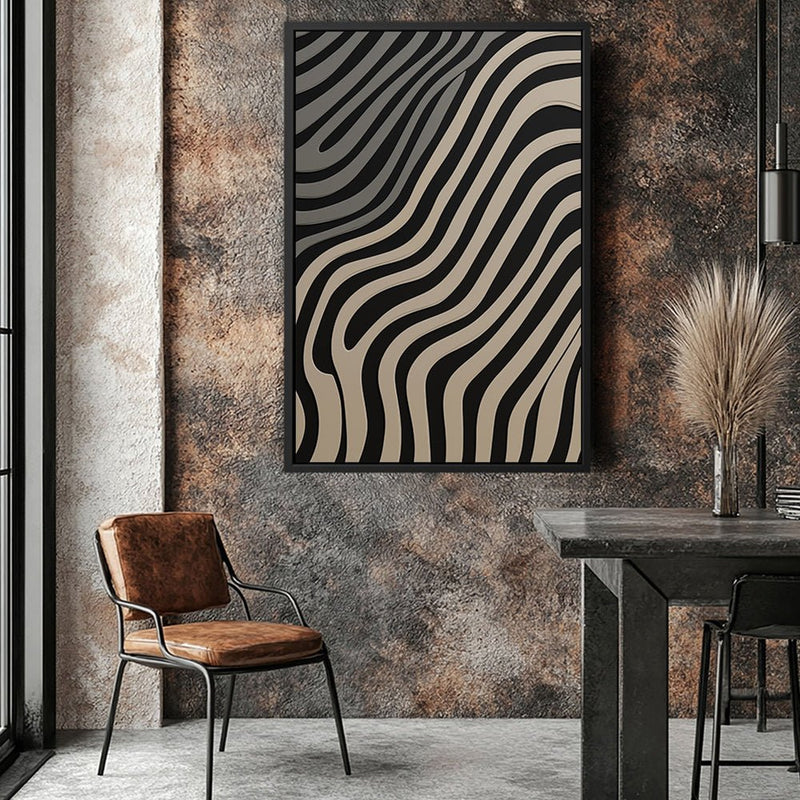 Canvas Wall Art Stretched Over Wooden Frame with Floating Frame and Black Lines Painting CV4121 - Al Rugaib Furniture
