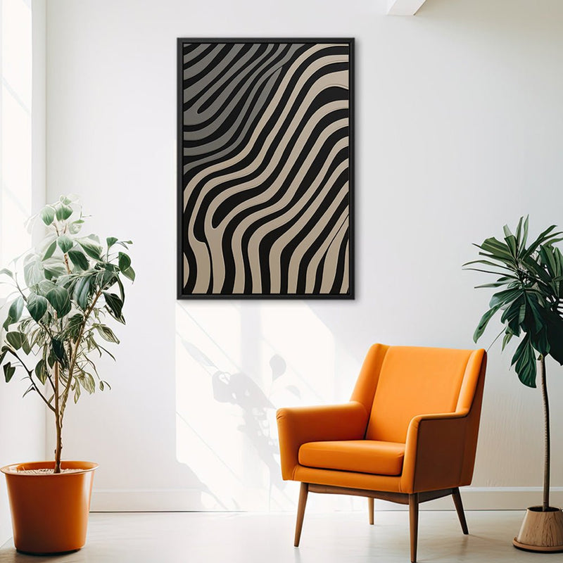 Canvas Wall Art Stretched Over Wooden Frame with Floating Frame and Black Lines Painting CV4121 - Al Rugaib Furniture