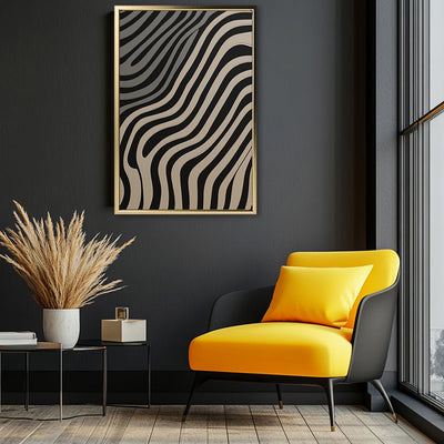 Canvas Wall Art Stretched Over Wooden Frame with Floating Frame and Black Lines Painting CV4121 - Al Rugaib Furniture