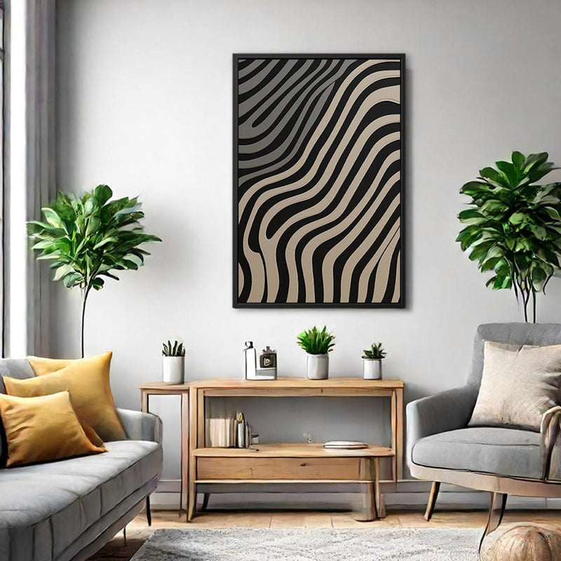 Canvas Wall Art Stretched Over Wooden Frame with Floating Frame and Black Lines Painting CV4121 - Al Rugaib Furniture