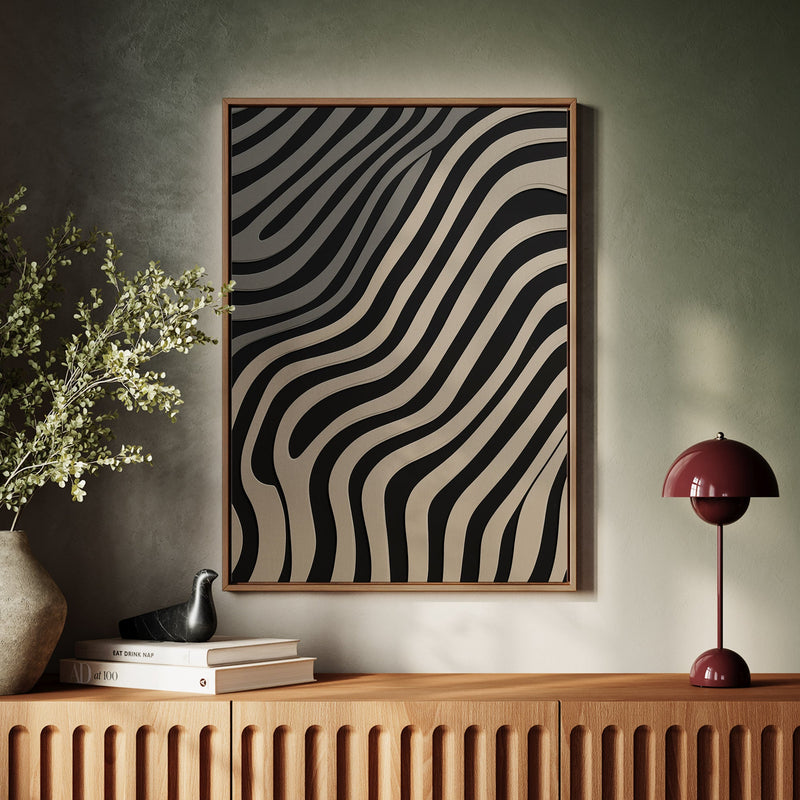 Canvas Wall Art Stretched Over Wooden Frame with Floating Frame and Black Lines Painting CV4121 - Al Rugaib Furniture