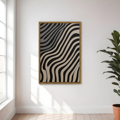 Canvas Wall Art Stretched Over Wooden Frame with Floating Frame and Black Lines Painting CV4121 - Al Rugaib Furniture