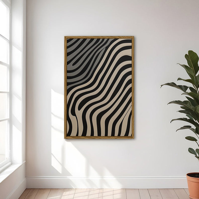 Canvas Wall Art Stretched Over Wooden Frame with Floating Frame and Black Lines Painting CV4121 - Al Rugaib Furniture