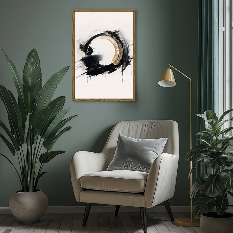 Canvas Wall Art Stretched Over Wooden Frame with Floating Frame and Black Ring Painting CV4122 - Al Rugaib Furniture