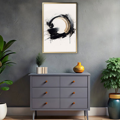 Canvas Wall Art Stretched Over Wooden Frame with Floating Frame and Black Ring Painting CV4122 - Al Rugaib Furniture