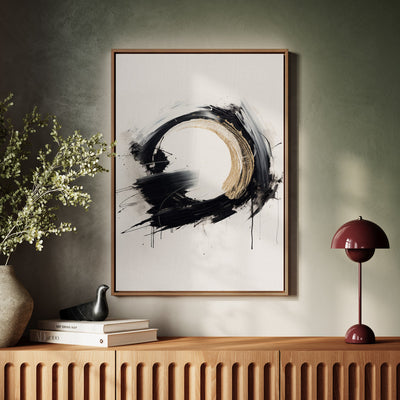 Canvas Wall Art Stretched Over Wooden Frame with Floating Frame and Black Ring Painting CV4122 - Al Rugaib Furniture