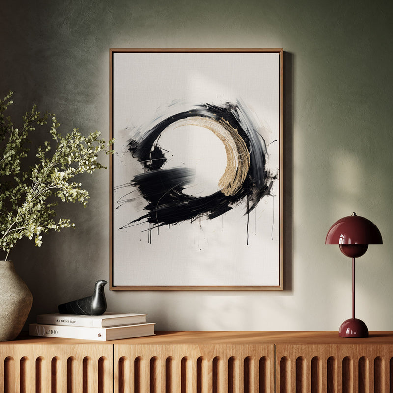Canvas Wall Art Stretched Over Wooden Frame with Floating Frame and Black Ring Painting CV4122 - Al Rugaib Furniture