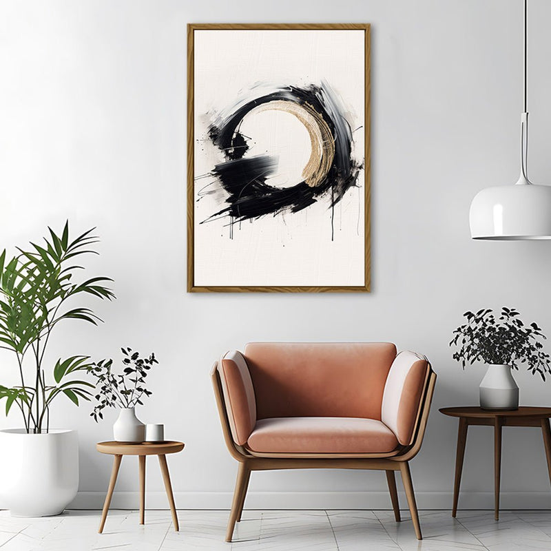 Canvas Wall Art Stretched Over Wooden Frame with Floating Frame and Black Ring Painting CV4122 - Al Rugaib Furniture