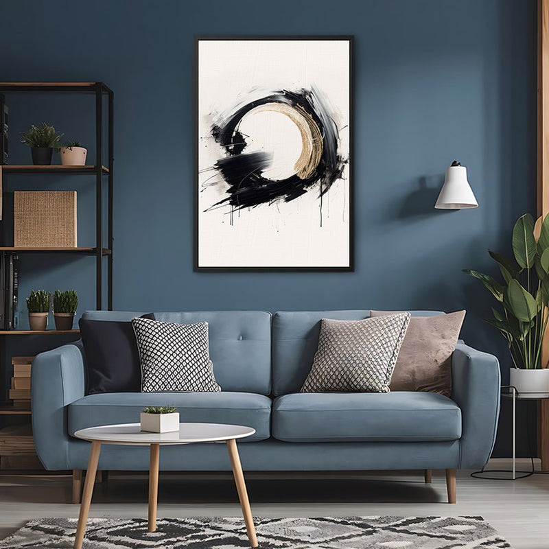 Canvas Wall Art Stretched Over Wooden Frame with Floating Frame and Black Ring Painting CV4122 - Al Rugaib Furniture
