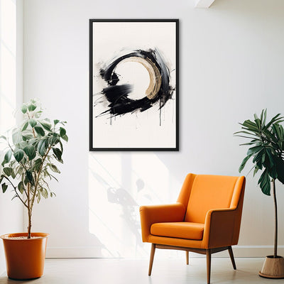 Canvas Wall Art Stretched Over Wooden Frame with Floating Frame and Black Ring Painting CV4122 - Al Rugaib Furniture