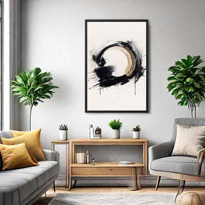 Canvas Wall Art Stretched Over Wooden Frame with Floating Frame and Black Ring Painting CV4122 - Al Rugaib Furniture