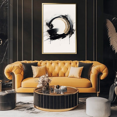 Canvas Wall Art Stretched Over Wooden Frame with Floating Frame and Black Ring Painting CV4122 - Al Rugaib Furniture