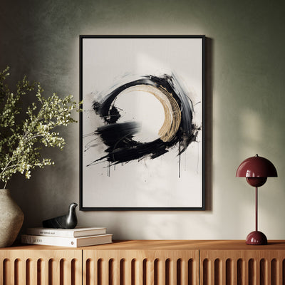 Canvas Wall Art Stretched Over Wooden Frame with Floating Frame and Black Ring Painting CV4122 - Al Rugaib Furniture
