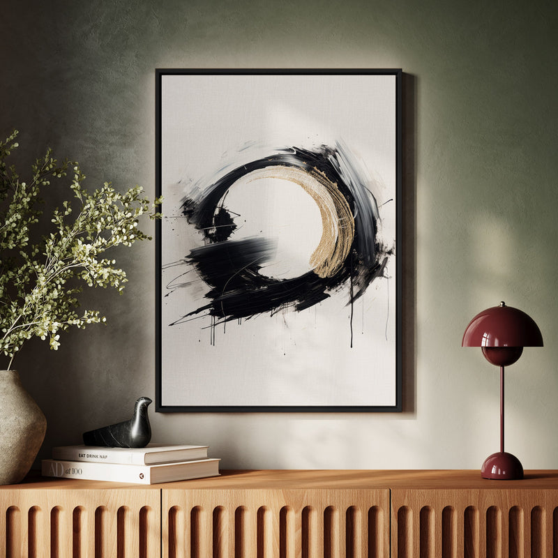 Canvas Wall Art Stretched Over Wooden Frame with Floating Frame and Black Ring Painting CV4122 - Al Rugaib Furniture