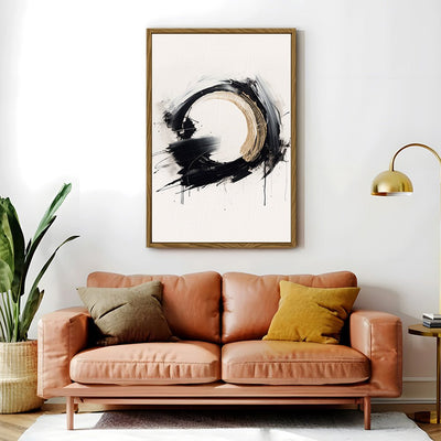 Canvas Wall Art Stretched Over Wooden Frame with Floating Frame and Black Ring Painting CV4122 - Al Rugaib Furniture