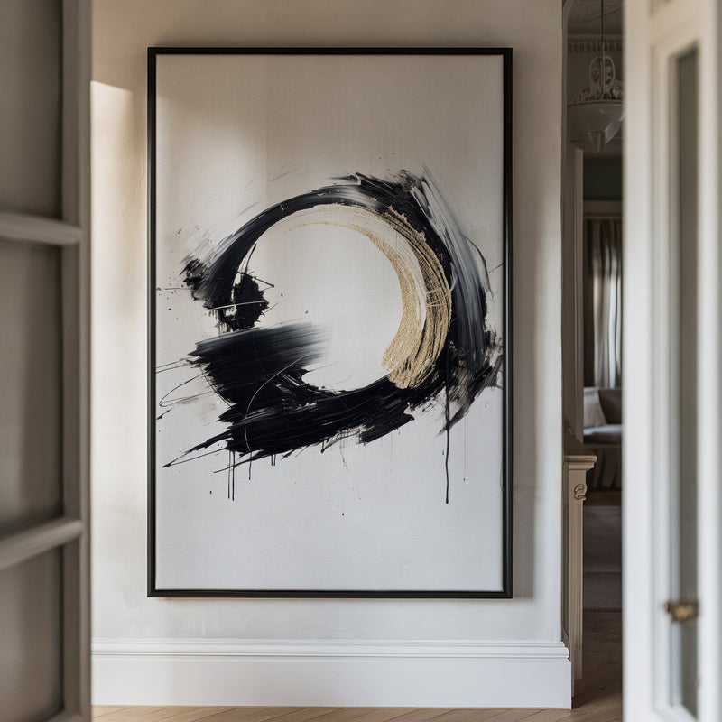 Canvas Wall Art Stretched Over Wooden Frame with Floating Frame and Black Ring Painting CV4122 - Al Rugaib Furniture