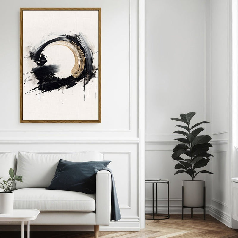 Canvas Wall Art Stretched Over Wooden Frame with Floating Frame and Black Ring Painting CV4122 - Al Rugaib Furniture
