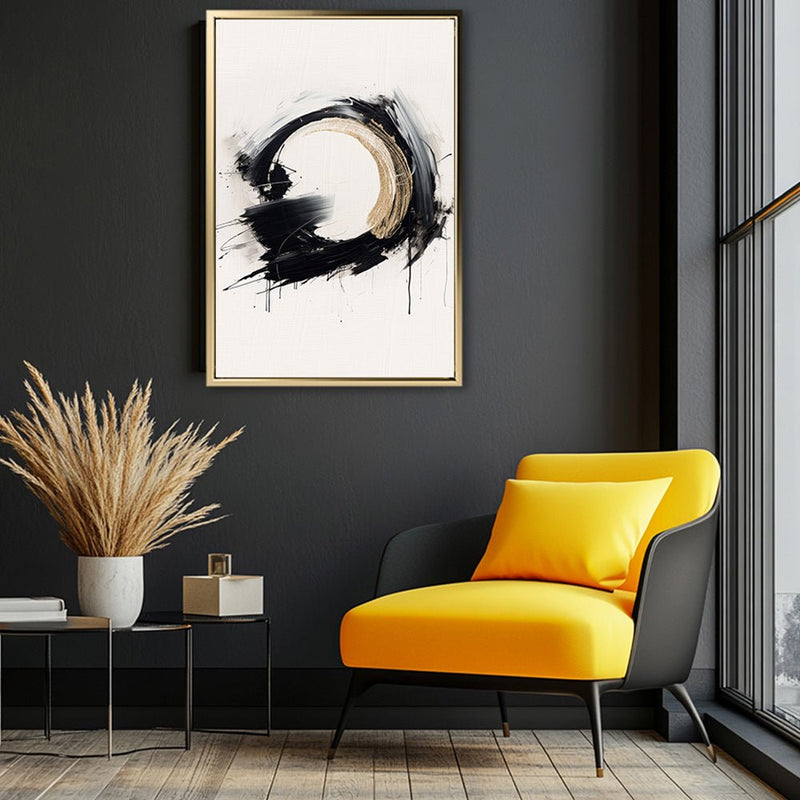 Canvas Wall Art Stretched Over Wooden Frame with Floating Frame and Black Ring Painting CV4122 - Al Rugaib Furniture