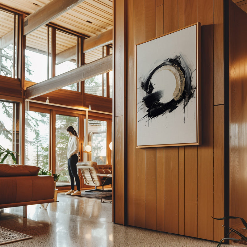 Canvas Wall Art Stretched Over Wooden Frame with Floating Frame and Black Ring Painting CV4122 - Al Rugaib Furniture