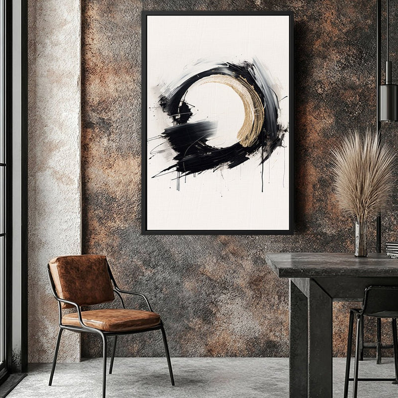 Canvas Wall Art Stretched Over Wooden Frame with Floating Frame and Black Ring Painting CV4122 - Al Rugaib Furniture