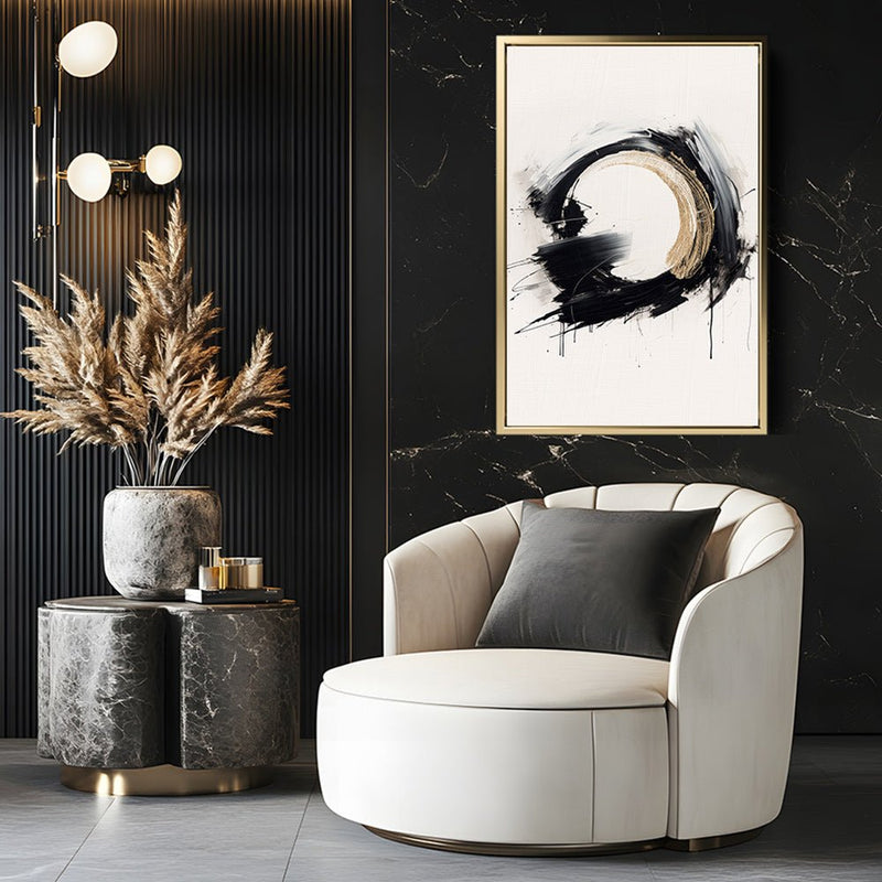 Canvas Wall Art Stretched Over Wooden Frame with Floating Frame and Black Ring Painting CV4122 - Al Rugaib Furniture