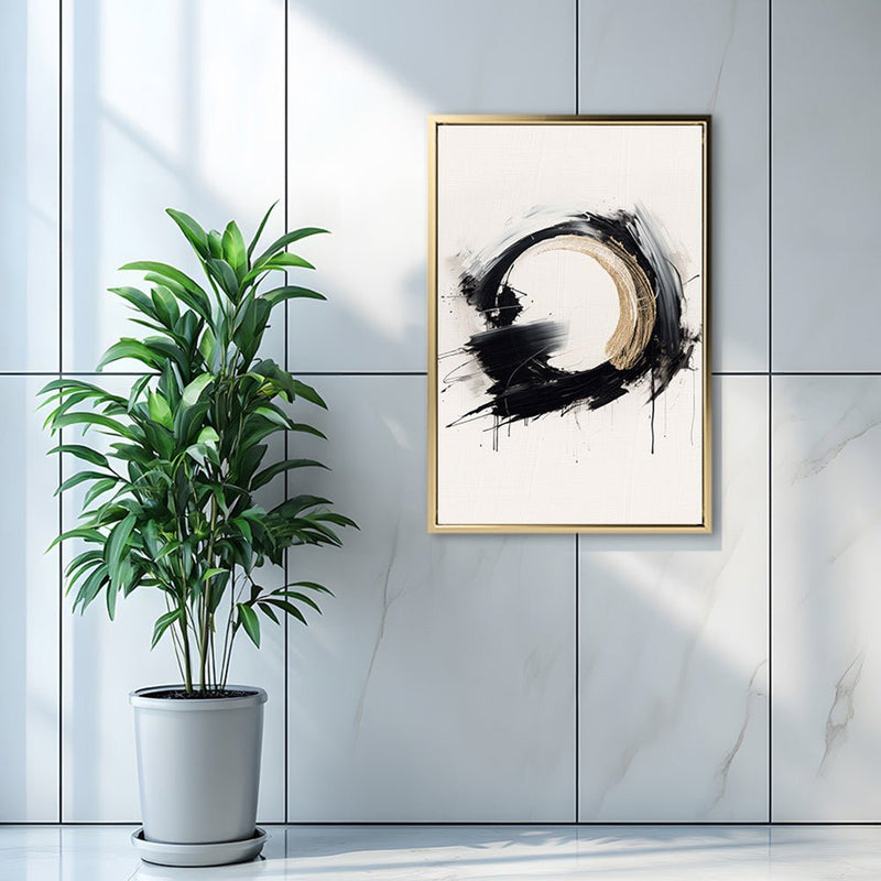 Canvas Wall Art Stretched Over Wooden Frame with Floating Frame and Black Ring Painting CV4122 - Al Rugaib Furniture