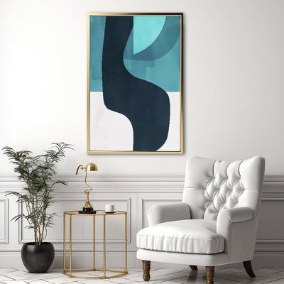 Canvas Wall Art Stretched Over Wooden Frame with Floating Frame and Black Road Abstract Painting CV4123 - Al Rugaib Furniture