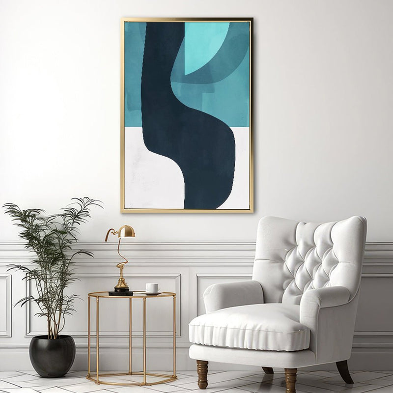 Canvas Wall Art Stretched Over Wooden Frame with Floating Frame and Black Road Abstract Painting CV4123 - Al Rugaib Furniture