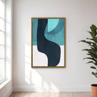 Canvas Wall Art Stretched Over Wooden Frame with Floating Frame and Black Road Abstract Painting CV4123 - Al Rugaib Furniture