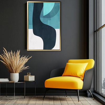 Canvas Wall Art Stretched Over Wooden Frame with Floating Frame and Black Road Abstract Painting CV4123 - Al Rugaib Furniture