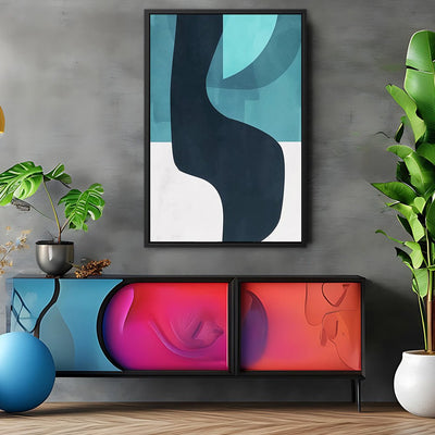 Canvas Wall Art Stretched Over Wooden Frame with Floating Frame and Black Road Abstract Painting CV4123 - Al Rugaib Furniture