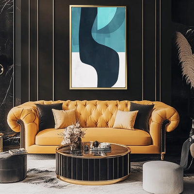 Canvas Wall Art Stretched Over Wooden Frame with Floating Frame and Black Road Abstract Painting CV4123 - Al Rugaib Furniture