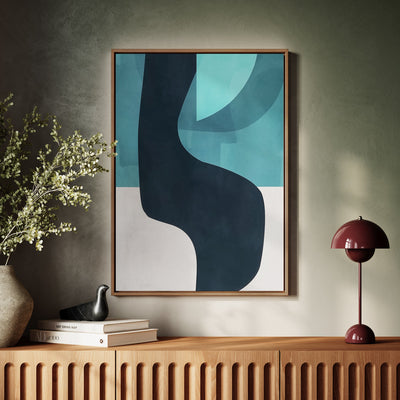 Canvas Wall Art Stretched Over Wooden Frame with Floating Frame and Black Road Abstract Painting CV4123 - Al Rugaib Furniture
