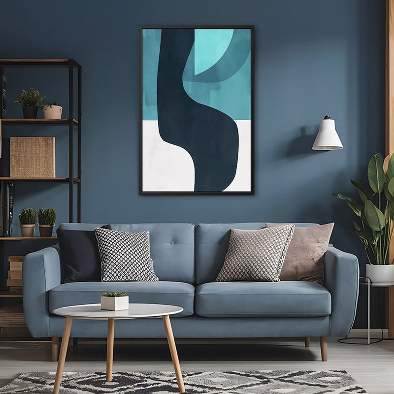 Canvas Wall Art Stretched Over Wooden Frame with Floating Frame and Black Road Abstract Painting CV4123 - Al Rugaib Furniture