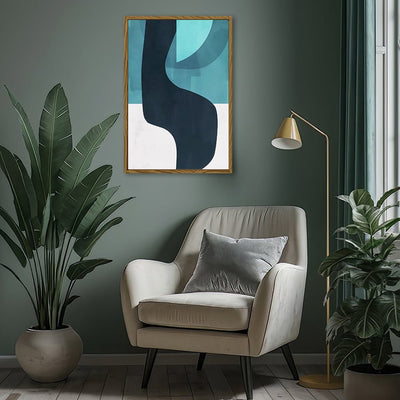 Canvas Wall Art Stretched Over Wooden Frame with Floating Frame and Black Road Abstract Painting CV4123 - Al Rugaib Furniture