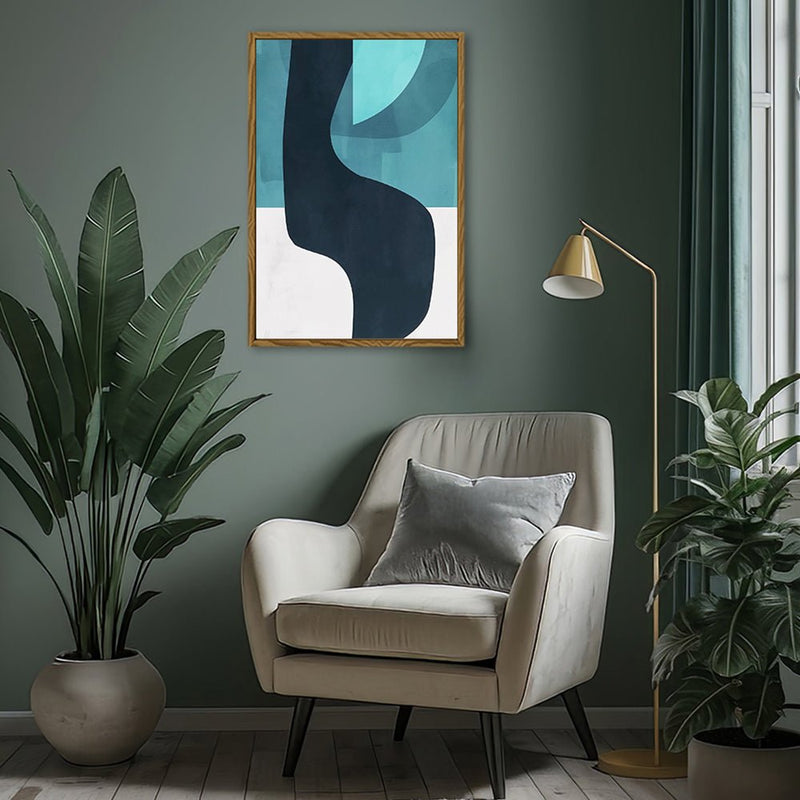 Canvas Wall Art Stretched Over Wooden Frame with Floating Frame and Black Road Abstract Painting CV4123 - Al Rugaib Furniture