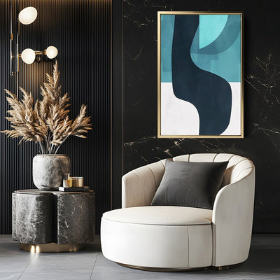 Canvas Wall Art Stretched Over Wooden Frame with Floating Frame and Black Road Abstract Painting CV4123 - Al Rugaib Furniture