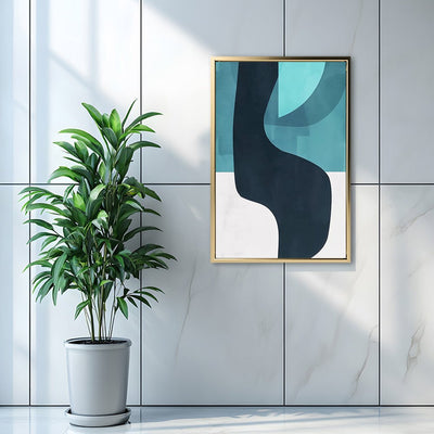 Canvas Wall Art Stretched Over Wooden Frame with Floating Frame and Black Road Abstract Painting CV4123 - Al Rugaib Furniture