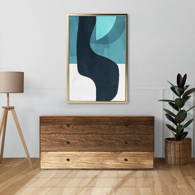 Canvas Wall Art Stretched Over Wooden Frame with Floating Frame and Black Road Abstract Painting CV4123 - Al Rugaib Furniture