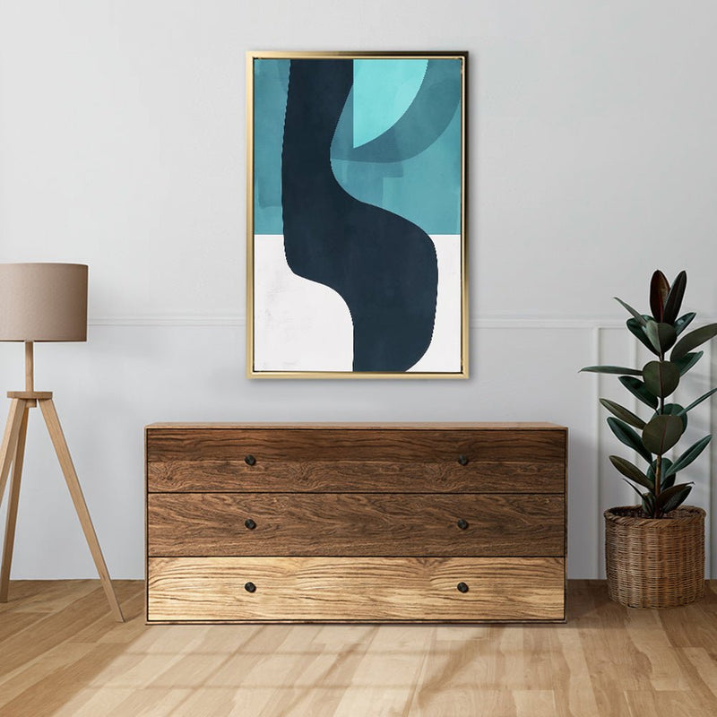 Canvas Wall Art Stretched Over Wooden Frame with Floating Frame and Black Road Abstract Painting CV4123 - Al Rugaib Furniture