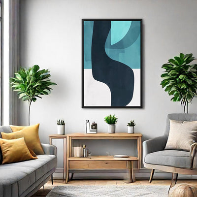 Canvas Wall Art Stretched Over Wooden Frame with Floating Frame and Black Road Abstract Painting CV4123 - Al Rugaib Furniture