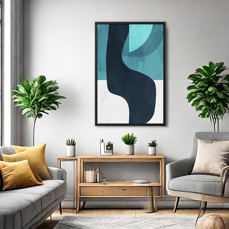 Canvas Wall Art Stretched Over Wooden Frame with Floating Frame and Black Road Abstract Painting CV4123 - Al Rugaib Furniture