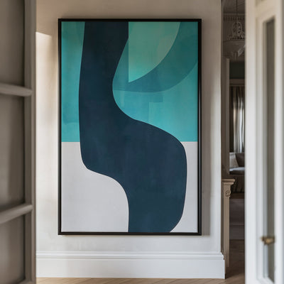 Canvas Wall Art Stretched Over Wooden Frame with Floating Frame and Black Road Abstract Painting CV4123 - Al Rugaib Furniture