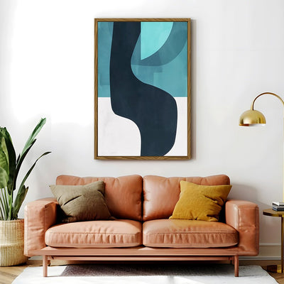 Canvas Wall Art Stretched Over Wooden Frame with Floating Frame and Black Road Abstract Painting CV4123 - Al Rugaib Furniture