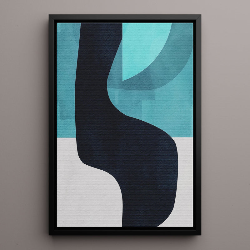 Canvas Wall Art Stretched Over Wooden Frame with Floating Frame and Black Road Abstract Painting CV4123 - Al Rugaib Furniture