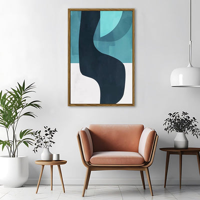 Canvas Wall Art Stretched Over Wooden Frame with Floating Frame and Black Road Abstract Painting CV4123 - Al Rugaib Furniture