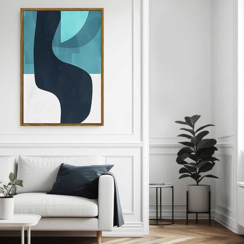 Canvas Wall Art Stretched Over Wooden Frame with Floating Frame and Black Road Abstract Painting CV4123 - Al Rugaib Furniture